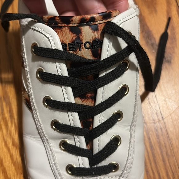 Anthropologie Tretorn Nylite Plus Sneaker Leather Shoe White Women's 9M leopard - Picture 4 of 10